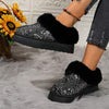 Women's Thick-Sole Plush Lined Sequin Snow Boots 91847313C