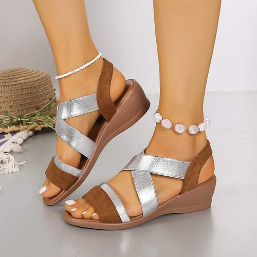 Women's Flat Wedge Cross Strap Sandals 24056989C