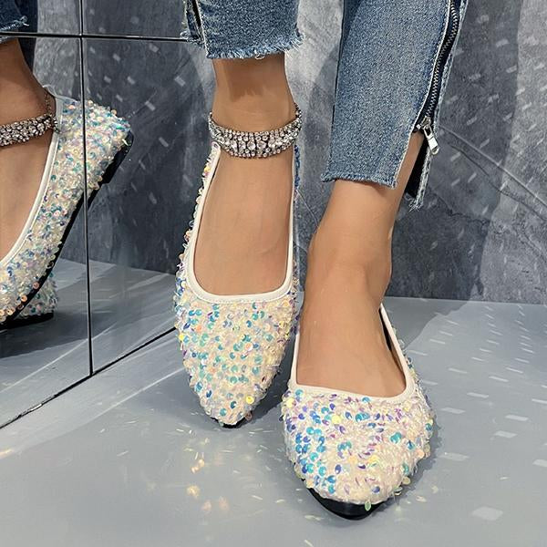 Women's Fashionable Sequined Slip-On Flats 07143243S