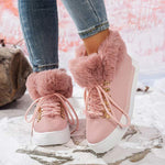 Women's Casual Long Fur Collar Winter Shoes 51228486C