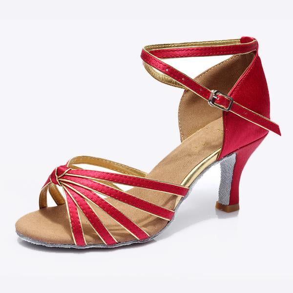 Women's Elegant Silk Satin Buckle Dance Shoes 86697501C