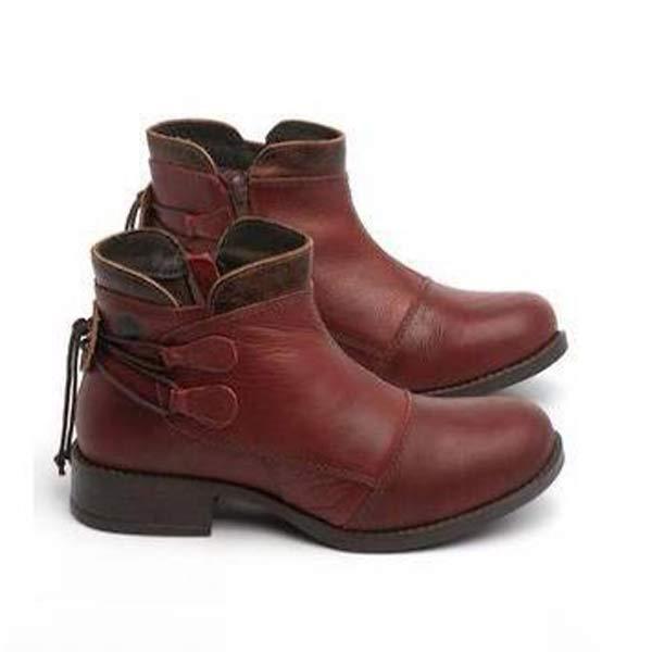 Women's Vintage Round-Toe Low-Heel Martin Boots 68135785C