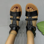 Women's Casual Zipper Braided Flat Roman Sandals 68549282S