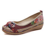 Women's Embroidered Lace Small Wedge Pumps 58856669C