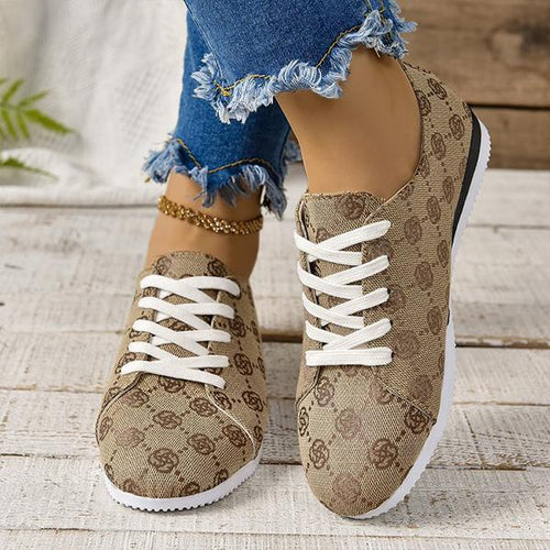 Women's Casual Round Toe Lace-Up Flat Sneakers 04376214S