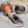 Women's Lace-Up Casual Plaid Flat Canvas Shoes 06532324S