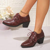 Women's Pointed Toe Lace-Up Fashionable Chunky Heels 28740173C