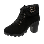 Women's Round-Toe Lace-Up Chunky Heel Martin Boots 44597044C