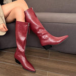 Women's Fashion Pointed Toe Zipper Knee-High Boots 92218550S