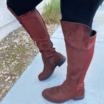 Women's Round Toe Knee-High Boots - Comfortable Low-Heel Boots 03624319C