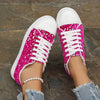 Women's Round-Toe Flat-Soled Lace-Up Sequined Casual Shoes 12179493C