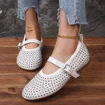 Women's Studded Soft Leather Casual Buckle Shoes 06269011C