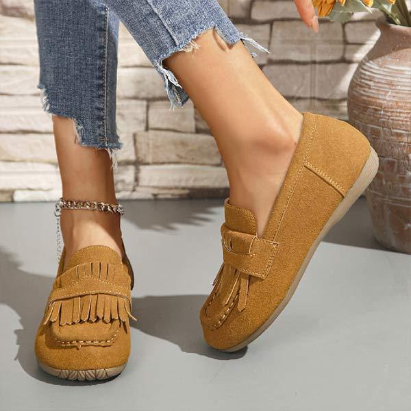 Women's Low-Cut Slip-On Loafers with Tassels 39695343C