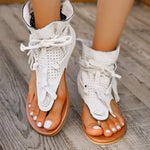 Women's High-Top Thong Flat Fringe Sandals 42535402C