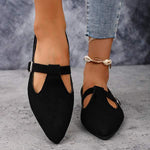 Women's Retro Pointed Toe Flat Buckle Casual Shoes 33310296C