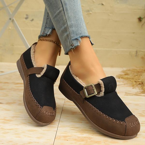 Women's Casual Plush Lined Flat Cotton Shoes 93367676S