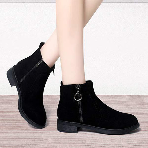 Women's Suede Low Heel Side Zipper Ankle Boots 39895411C