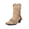 Women's Mid-Calf Fringe Buckle Boots 35308235C