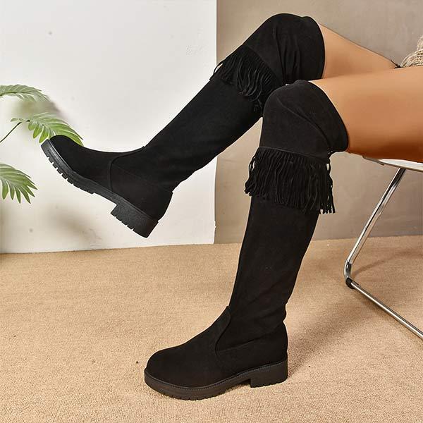 Women's Fashion Fringe Over-the-Knee Boots 63628714C