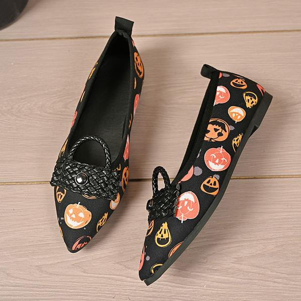 Women's Holiday Pumpkin Pointed Toe Flats 89518906S