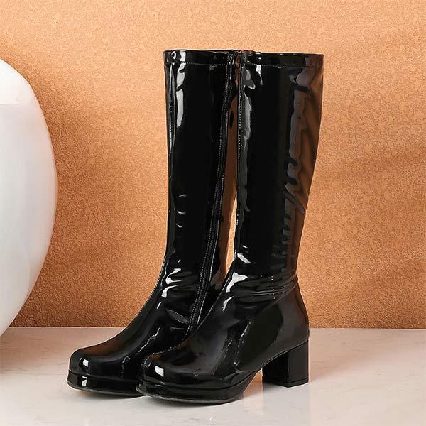 Women's Patent Leather High Boots with Side Zipper – Pole Dance Boots 89435390C