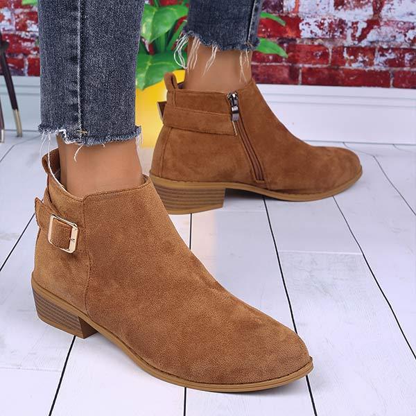 Women's Suede Belt Buckle Ankle Boots 45010784C