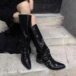 Women's Stylish Punk Style Belt Buckle Knight Boots 55260183S