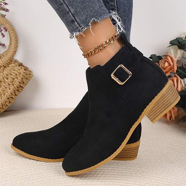 Women's Suede Belt Buckle Ankle Boots 45010784C