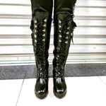 Women's Platform Knee-High Boots with Buckle Straps 94239980C