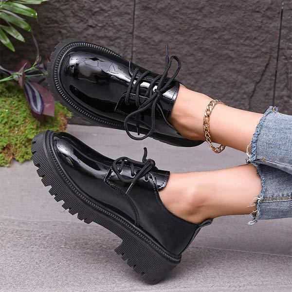 Women's Thick Sole Lace Up Shoes 00549882C