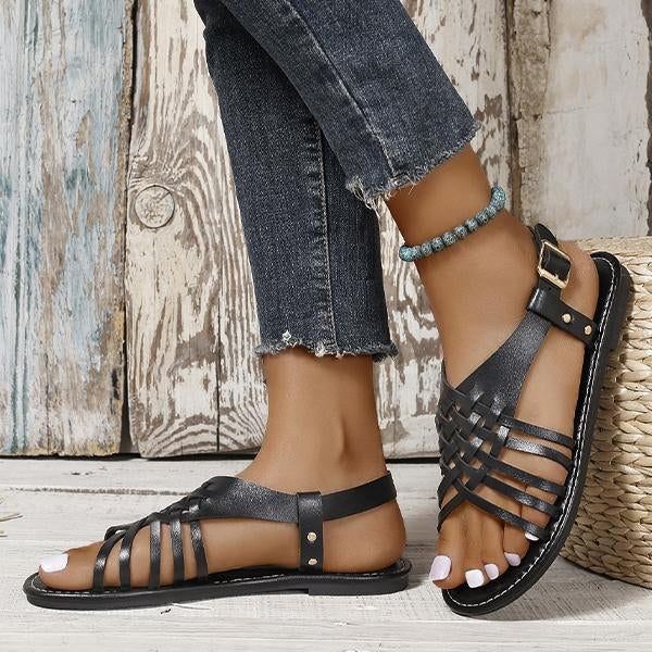 Women's Fashionable Cross-Strip Buckle Flat Sandals 76143943S