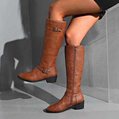 Women's Long Riding Boots with Buckle Strap 07520002C