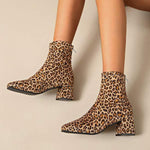 Women's Fashionable Leopard Print Stretch Ankle Boots 53413669C