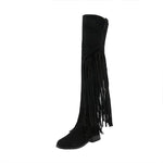 Women's Retro Casual Fringed Flat Over-the-Knee Boots 64033178S