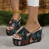 Women's Fashionable Butterfly Wedge Thick Soled Slippers 08264701S