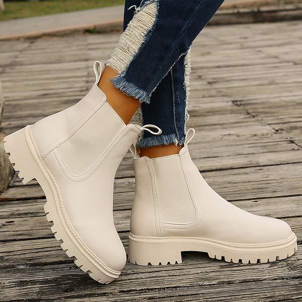 Women's Thick Sole Fashion Cigarette Bootie with Fleece Lining 18105875C