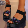 Women's Elastic Fish Mouth Fashion Sequin Wedge Sandals 45447650C