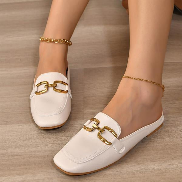 Women's Fashionable Half Slippers with Metal Buckle 54205963S