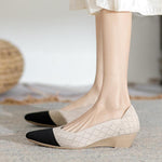 Women's Pointed Toe Low Wedge Knitted Shoes 06050701S