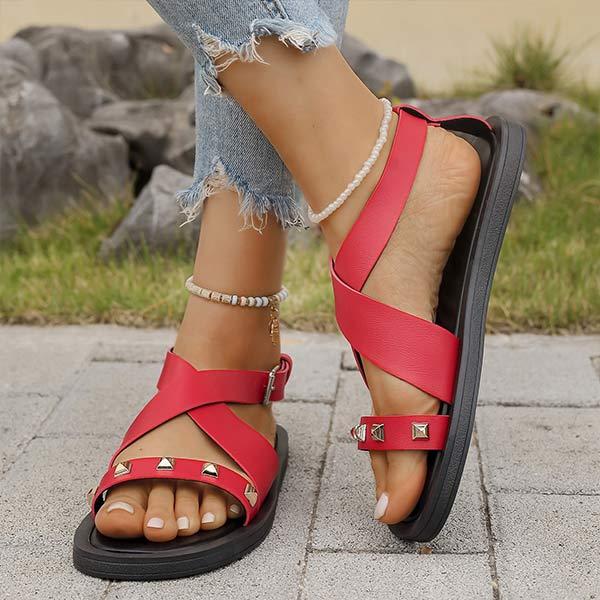 Women's Flat Buckle Studded Sandals 57966567C