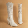 Women's Rivet Embroidered Mid-calf Rider Western Boots 99025364S