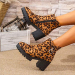 Women's Leopard Print Block Heel Ankle Boots 88668303C