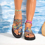 Women's Printed Thong Toe Thick-Soled Lightweight Soft-Soled Sandals 96612736C