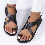 Women's Thin Strap One-Buckle Flat Toe Roman Sandals 20034120C