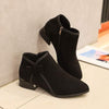 Women's Pointed Toe Block Heel Side Zipper Ankle Boots 75592030C