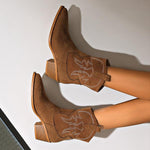 Women's Vintage Suede Chunky Heel Western Boots 85233349S