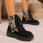 Women's Thick Sole Leopard Print Lace-Up Martin Boots 44744887C