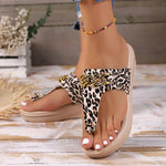 Women's Casual Chain Decorated Wedge Flip Flops 01427649S