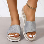 Women's Lightweight Woven Platform Sandals with Thick Sole 33842114C