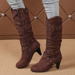 Women's High-Cut Vintage Western Studded Cowboy Boots 18078205C